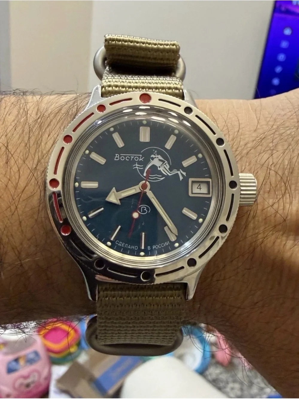 Vostok Amphibia 420059 Scuba Dude Automatic Russian Men Diver Watch Teal Blue
